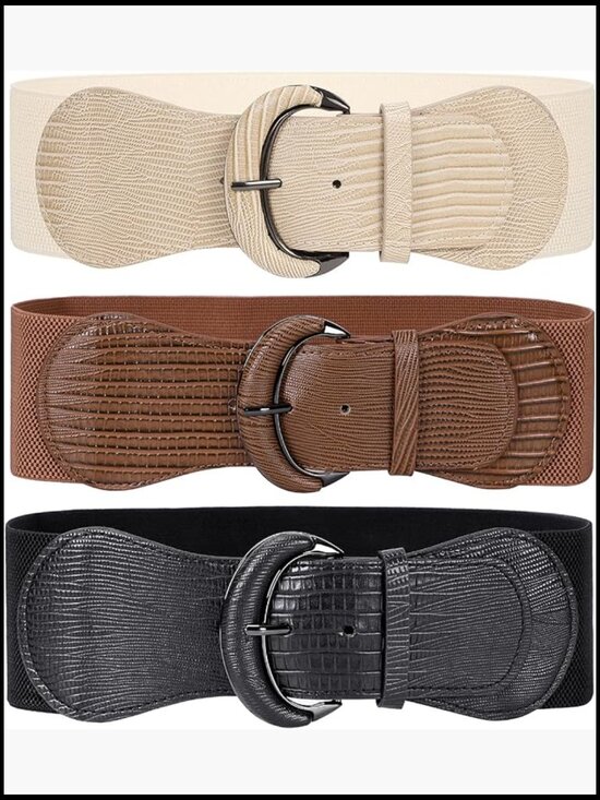 Stretchy Wide Waist Belt for Dresses Ladies Vintage Elastic Belts 3 Pack main image 4